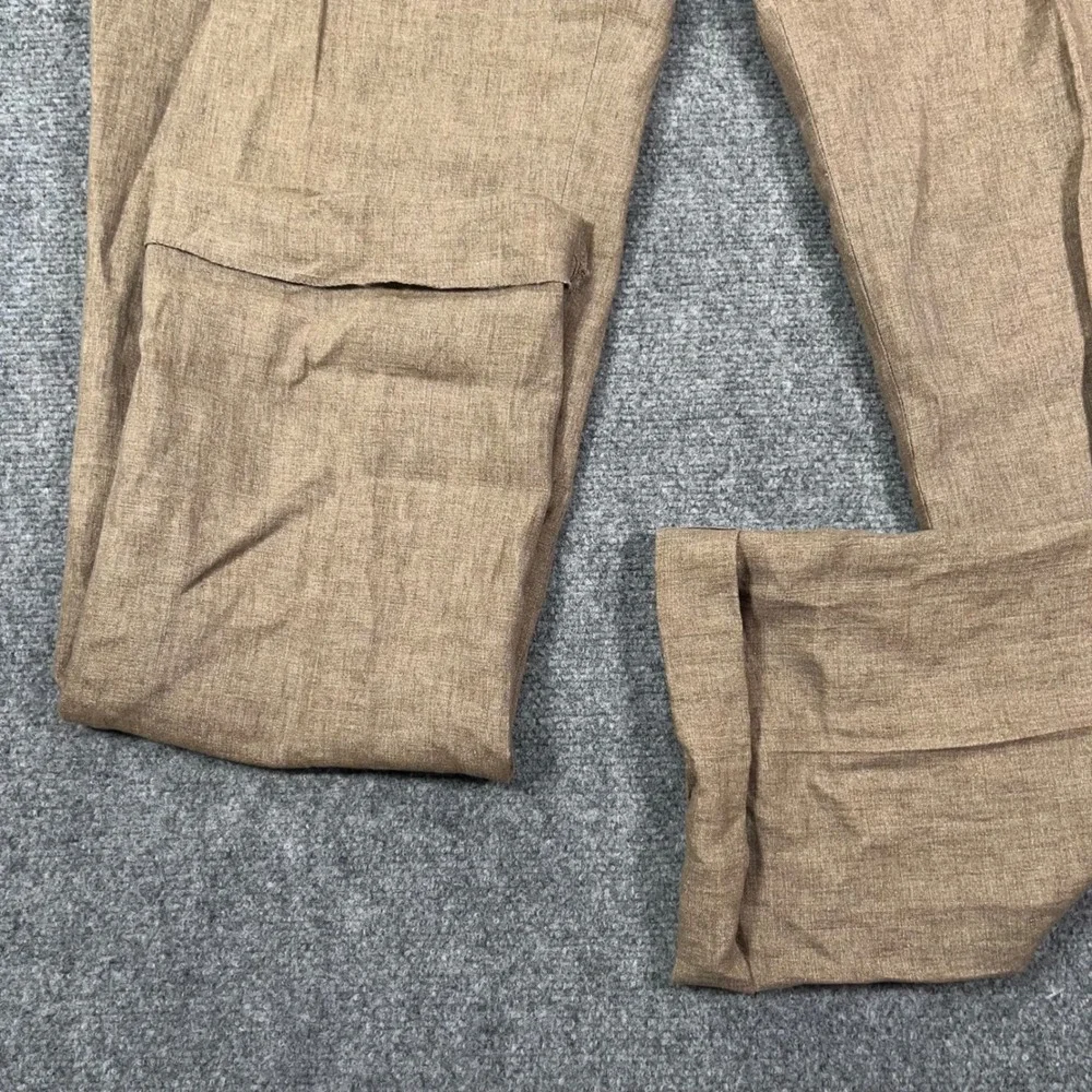 Joseph Abboud Heritage Pants Mens 44 100% Linen Leomaster Italian Brown Unhemmed